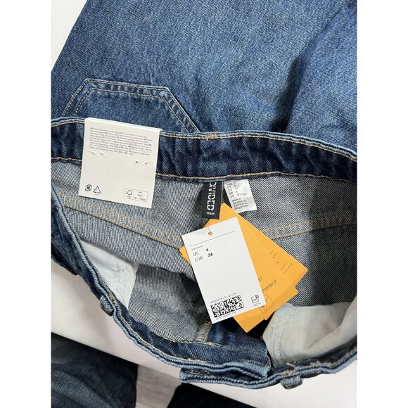 H&M Wide High Studded Jeans in Dark Denim Blue - Picture 5 of 5